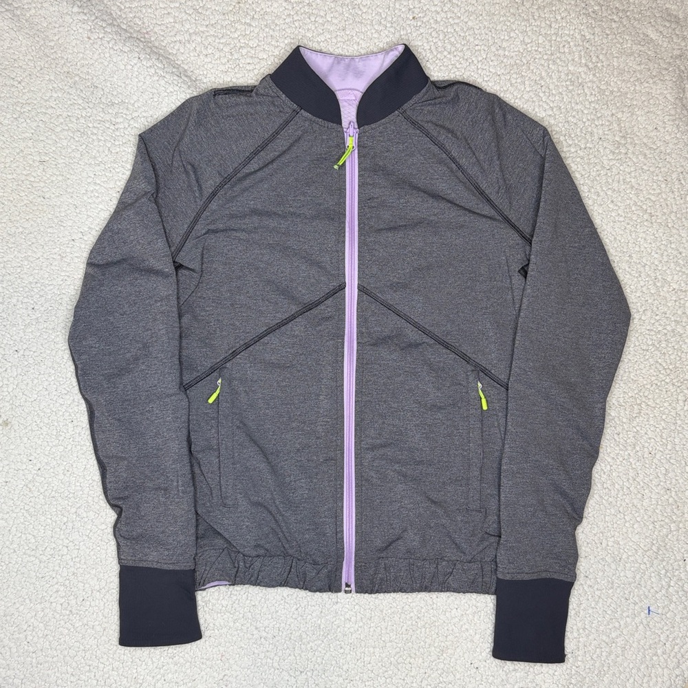 Ivivva By Lululemon Pink Grey Reversible Athletic Jacket: Size 14
